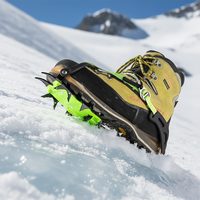 BRS-S1B Crampons à glace en acier, 14 dents, imperméables, durables, antidérapants, pour la glace et la neige