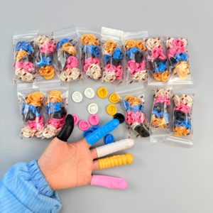 Poederloze geelroze antislip latex vingerhoesjes met laag chloorgehalte, antistatisch en ESD - Product Image 5