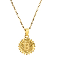 Collares con Iniciales Chapados en Oro de 18K Estilo Vintage para Mujer, Joyería Delicada con Cadena de Eslabones para Combinar, Material de Acero Inoxidable