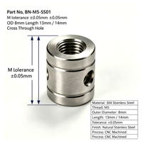 Écrou cylindrique à trou traversant en acier inoxydable 304 usiné par électroérosion à fil CNC sur mesure, M4-M6, tolérance de précision 0,005 mm pour le bois