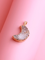 Nouvelle petite taille tranche plaqué or croissant de lune Aemethyst pierre pendentif lune dame pierre brute pendentif lune pour collier
