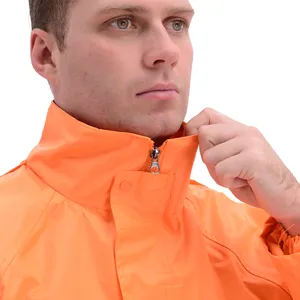 High Visibility Custom PVC Rain Suit Waterproof Reflective Safety Outdoor Riding Split Raincoat And Pants For Adult Hiking