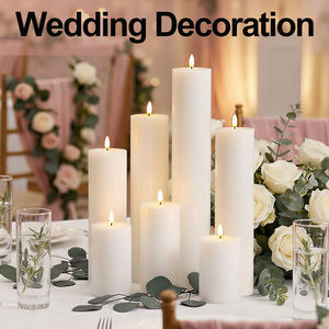 Mattis Home Decoration Rauchfreie weiße Stumpen kerzen Fern gesteuertes Wachs führte große Stumpen kerzen - Product Image 5