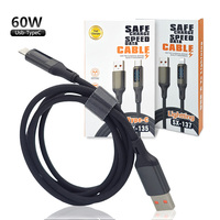 Câble de charge rapide Type-C 60W, sortie 3A max, affichage de la puissance en temps réel sur écran LED, sécurité intelligente et respectueuse de l'environnement