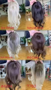 6x7 lụa cơ sở Topper với 100% Châu Âu Trinh Nữ tóc sâu sóng toupee cho phụ nữ tóc vàng balayage do thái tóc Topper - Product Image 2
