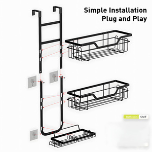Étagère de rangement pour salle de bain sans perçage, organisateur suspendu à la porte, étagères à suspendre avec paniers pour toilettes, <span class=keywords><strong>douche</strong></span> et salle de bain - Product Image 4