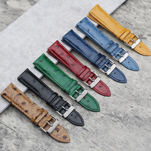 Yunse nuevo patrón de avestruz correa de cuero genuino negro bronceado marrón personalizado 19 21 correa de reloj de cuero de grano superior 18mm 20mm 22mm 24mm - Product Image 1
