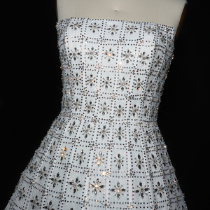 Abito da sera Sharon Said SS545, splendido, senza spalline, lussuoso, con cristalli, bianco Dubai, con mantello fluido, per donna, matrimonio, festa - Product Image 5