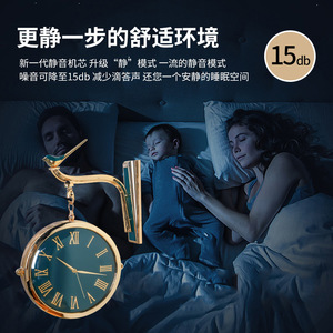 Double-Sided Bird Wall Clock Roman Arabic Numerals Silent Quartz For Living Room Office Decoration - Product Image 5