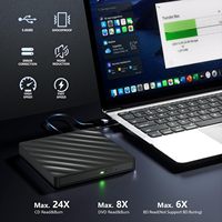 Unidad de Blu-ray Externa Combo USB 3.0 Tipo-C 5Gbps, Lector de BD, Grabador de DVD/CD para Mac, Windows, Linux, 3D, 1080p, Resistente a Golpes