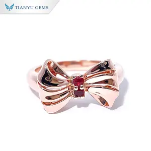Tianyu gemas personalizadas material de oro amarillo Vintage mariposa diseño rubí gemas anillo de piedra para mujeres