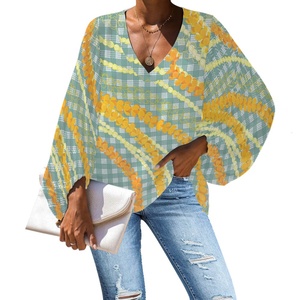 Drop Shipping Puakenikeni Ilha do Pacífico Padrão Havaí Estilo Chiffon Blusa Camisas de Manga Comprida para As Mulheres All-jogo - Product Image 2
