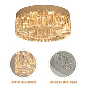 Vente en gros de luminaires de plafond en cristal LED en acier inoxydable de style moderne pour la maison, le salon et la chambre à coucher, 3 couleurs - Product Image 4