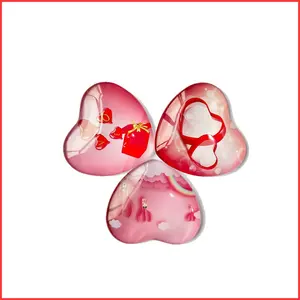 Factory Cheap Customized Lovers Photo Heart Shape Crystal Glass Fridge Magnet Wedding Refrigerator Magnet Souvenirs For Wedding
