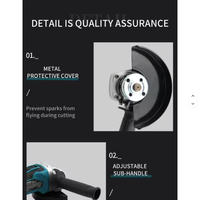 Meuleuse d'angle sans fil 21V au lithium-ion 125mm, outil électrique puissant 800W pour polissage et découpe, avec déclencheur DIY