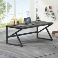 Dernier style moderne 1.8m Chêne gris foncé K-Foot Bureau d'ordinateur Source Usine Bois + Métal Table de bureau de jeu creuse