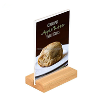 Support de menu en bois en forme de T en acrylique transparent pour table de restaurant, cadre photo, carte de signalisation double face, personnalisation A4 A5 A6 A7