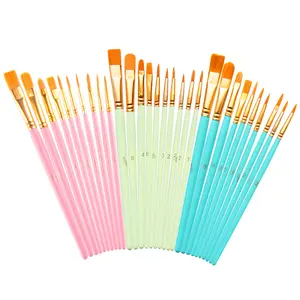 10PCS Nylon Hair Artist Painting Brushes Watercolor Plastic Handle Oil Paint Brushes for Art Painting