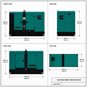 Generador Diésel Silencioso de Arranque Automático de 80 kVA, 64 kW, Refrigerado por Agua, Trifásico, 4BTA3.9-G11, con Motor Cummins, Weichai, Yuchai, Perkins - Product Image 5