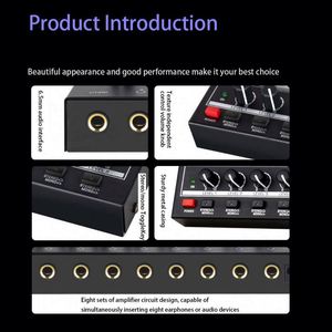 Divisor de Audio Profesional HA800S de Metal, Mini Amplificador de Auriculares Estéreo de 8 Canales, MONO Portátil - Product Image 2