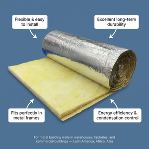 <span class=keywords><strong>Manta</strong></span> Aislante Térmica R94 Fabricada con Rollos de Lana de Vidrio de 40 mm de Espesor, Rollos con Revestimiento de Papel de Aluminio - Product Image 2