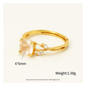 Venta al por mayor de joyas con piedras curativas, anillos de cristal de cuarzo rosa chapados en oro y plata de ley 925, piedras preciosas naturales para fiesta de boda - Product Image 5