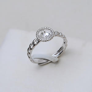 Accessoires de bijouterie DIY en argent S925, anneau simple à ouverture avec support creux pour cheveux de fœt de 5-6 mm, produit semi-fini - Product Image 1