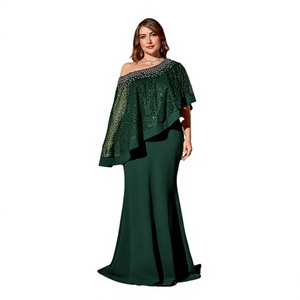 Vestido de Verano para Mujer Talla Grande con Hombro Descubierto, Manga Asimétrica Tipo Capa, Hecho a Mano, con Lentejuelas Brillantes, Ajustado, Transpirable y Natural - Product Image 2