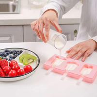 Moule à Crème Glacée en Silicone Alimentaire DIY pour Enfants, Motif Dessin Animé, avec Couvercle