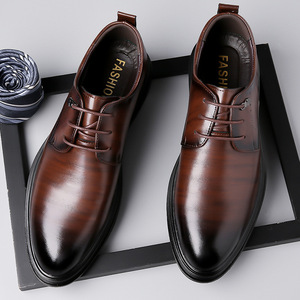 รองเท้าหนังผู้ชายสีน้ำตาลกันลื่นงานแต่งงานธุรกิจอย่างเป็นทางการอ็อกซ์ฟอร์ดหนังวัวส้นเตี้ยเยาวชนขนาด 40-46 - Product Image 3