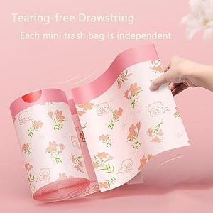 ถุงขยะแบบไม่ต้องฉีกสำหรับห้องน้ำ สำนักงาน บ้าน ห้องนอน ยี่ห้อ Huamaohengchun พร้อมถุงใส่ขยะลายดอกลิลลี่สีชมพู - Product Image 6