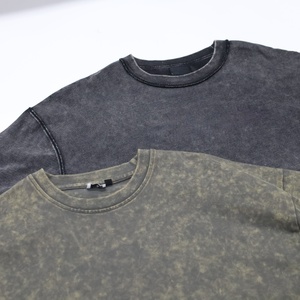 Camiseta de Manga Corta para Hombre, de Alta Calidad, Hombros Caídos, 100% Algodón, Estampada, Lavada con Ácido - Product Image 4