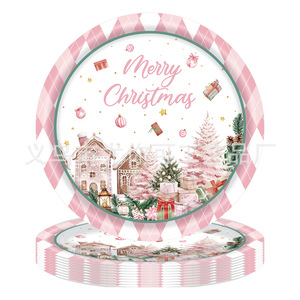 Ensemble de vaisselle de Noël en papier pour fête d'hiver, assiettes, gobelets, serviettes, couverts, 40-60 pièces pour décorations de Noël - Product Image 4