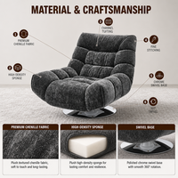 Fauteuil pivotant - Design ergonomique moderne pour salon et bureau à domicile, tissu léger, écologique, style rétro décontracté