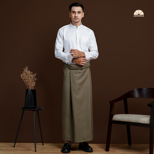 Sarong en lin de qualité supérieure pour homme, vert olive, doux, frais, durable, moderne, élégant, vêtement islamique modeste pour les occasions quotidiennes et formelles - Product Image 4