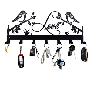 Porte-clés mural simple et décoratif en acier inoxydable noir à un seul niveau, écologique et multifonctionnel - Product Image 4