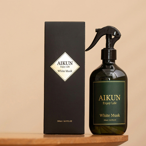 Aikun Low MOQ 500ML Green Flat PET Lasting Any Scent Aroma <b>Spray</b> Adhesive Sticker Logo Gift Box Fragrance <b>Spray</b> <b>Set</b> for Decor - Product Image 1