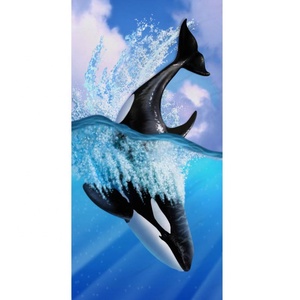 Tùy chỉnh thiết kế khuyến mại mới lạ tuyệt vời Icecream Đại Dương Cá voi biển rùa con sao biển Microfibre bãi biển Khăn - Product Image 4