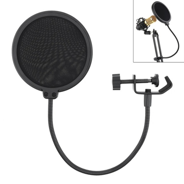 Microphone Pop Filter Double Layer Flexible Wind Screen XLR Sound Filter Mask for Studio Recording Speaking Essential Recording