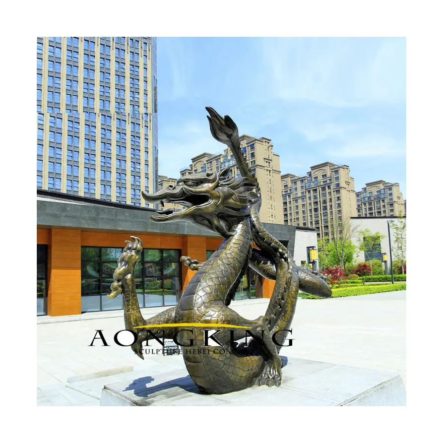 屋外ブロンズ課す中国等身大ドラゴン彫像
