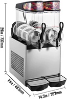 Machine à slush commerciale en acier inoxydable 304, prix compétitif, fournisseur chinois #   2 réservoirs de 12 L à dégivrage automatique certifiés CE