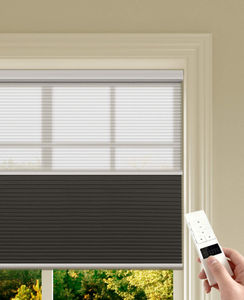 ستائر خلوية آلية للنهار والليل معتمة تعمل من الأعلى للأسفل ونظام خلايا النحل للنوافذ بدون حبال مع طبقة شفافة - Product Image 1