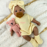 Poupée Reborn Personnalisée Teint Foncé 16 Pouces Corps Entièrement en Silicone Lesté Faite à la Main Réaliste Poupée d'Éveil Émotionnel