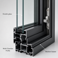 Porte coulissante et pliante moderne en aluminium avec rail étanche et design empilable pour maison, bureau, patio