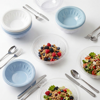Ensemble de vaisselle de fête en plastique incassable, sans BPA, écologique, compatible micro-ondes, 24 pièces (assiettes et bols), 6 bols à trifle, 5 Qt, couleur personnalisée