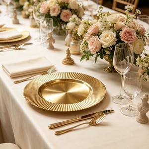 Assiettes de présentation rondes en plastique PP de 13 pouces, populaires et durables, personnalisables, pour la décoration de dîners, fêtes et mariages, <span class=keywords><strong>lot</strong></span> en gros - Product Image 5