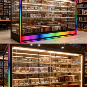 Vitrine d'exposition pour cartes en aluminium avec vitrine en verre trempé personnalisée et éclairage de base LED couleur pour produits de fumer - Product Image 4