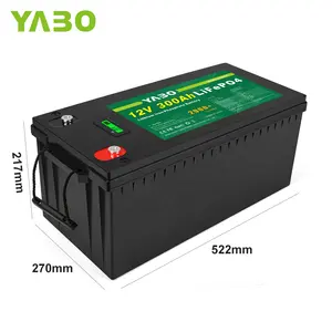 Batterie LiFePO4 YABO-BMS, 12V, 48V, 120Ah, 150Ah, 170Ah, 200Ah, 300Ah, batterie au lithium-ion LiFePO4, 12V