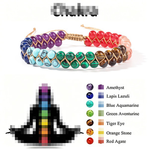 Crystal <b>Bracelet</b> Double Layer Handmade Woven <b>Rope</b> Bohemian Style Color Blocking Everyday Wear Women's Jewelry - Product Image 3