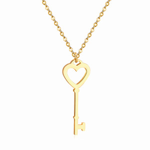 Collar con Colgante en Forma de Llave Chapado en Oro de 18K, Joyería de Acero Inoxidable, Regalo para Enamorados, Collar con Corazón - Product Image 2